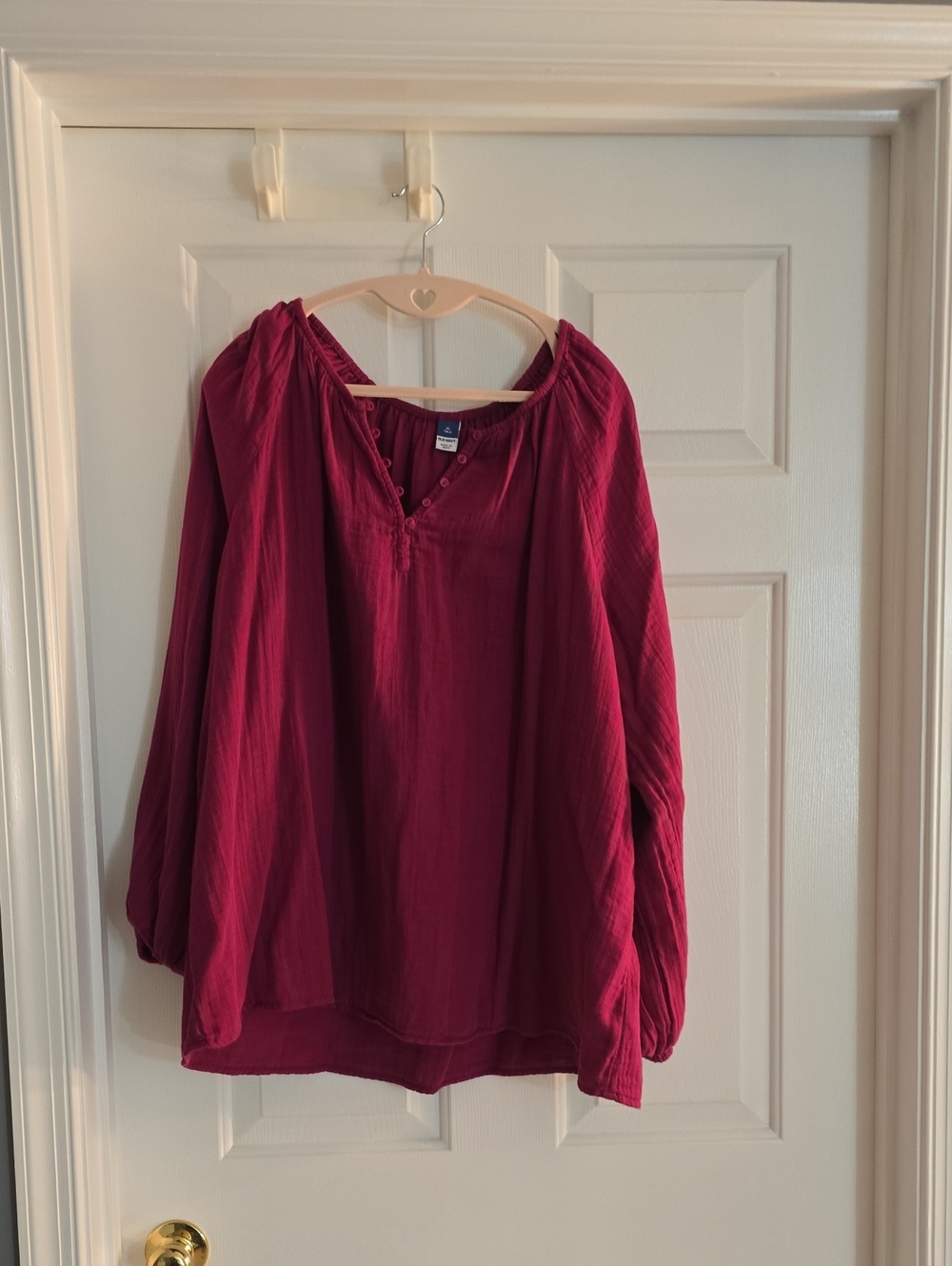 Old Navy Raspberry Button-Front Peasant Blouse
